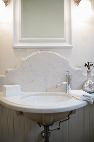 A custom vanity can significantly cut down on the space used.