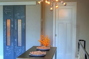 Write the menu or notes to guests on the doors to the dining room.