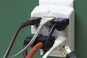Photo, overloaded electrical outletColorHigh res