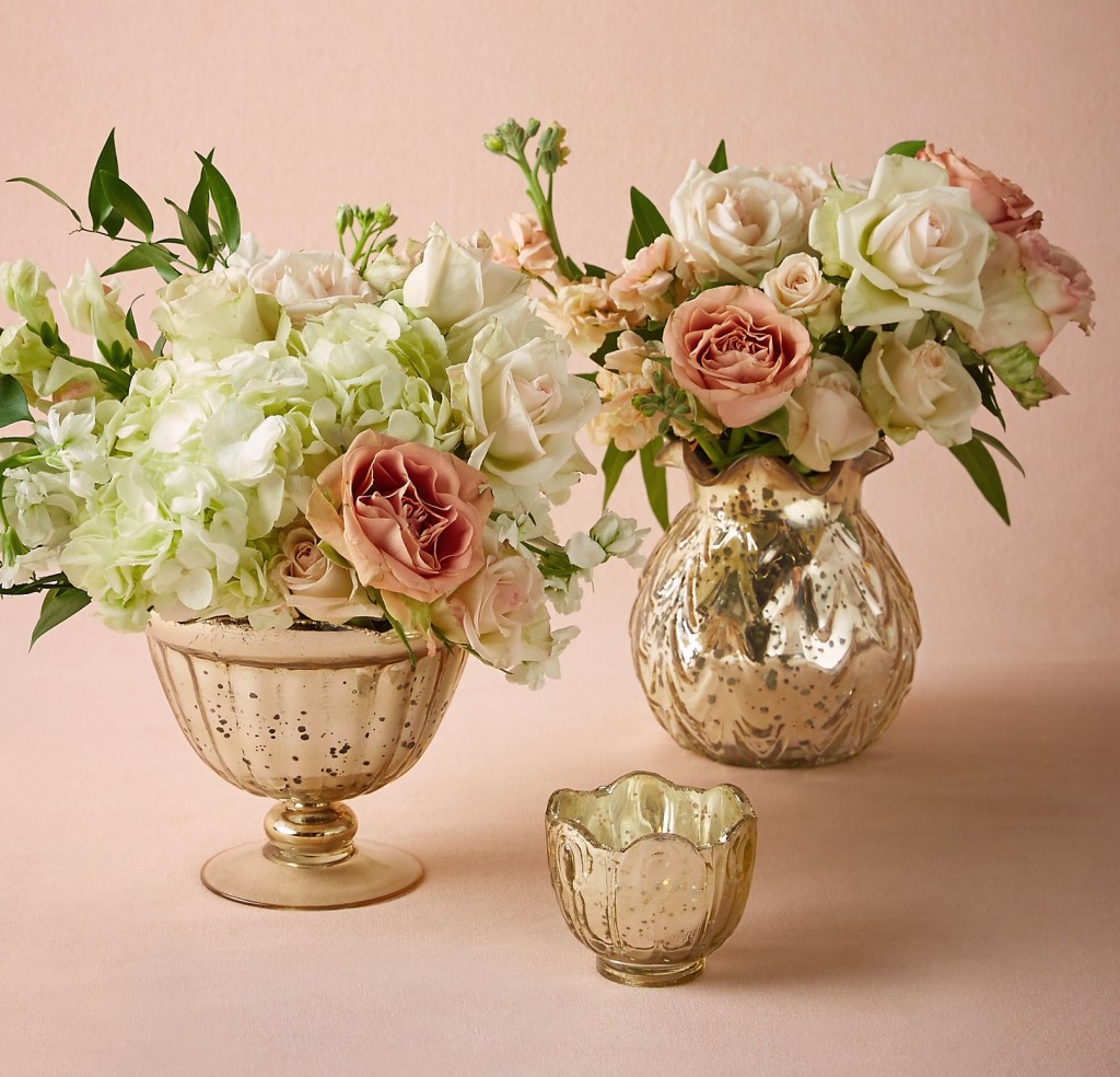 Gilt Mercury Glass Vessels, $8-$28, BHLDN