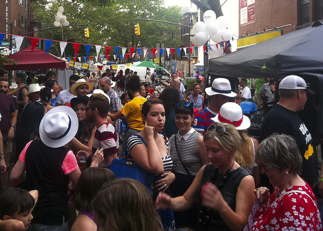 The festivities outside Provence en Boite on Smith and Degraw Streets