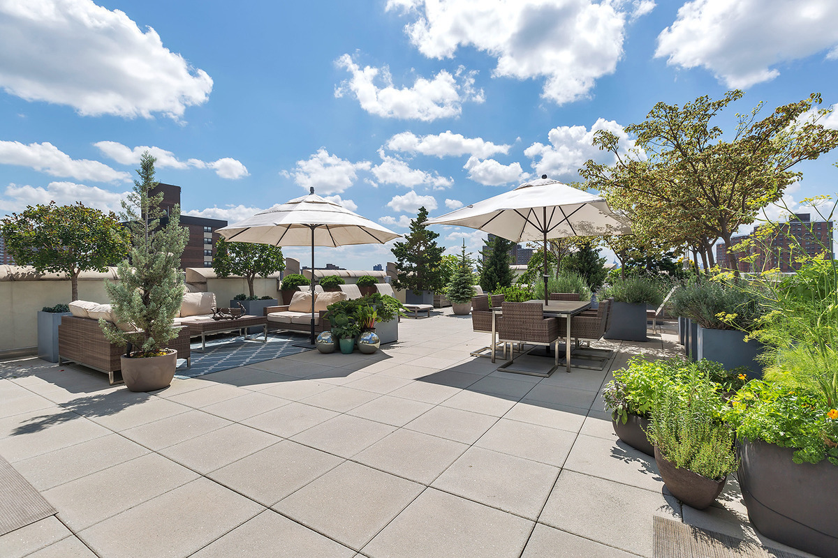The expansive outdoor terrace space attached to Penthouse C at the PS 90.