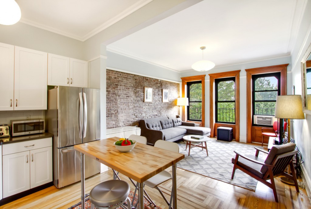 The kitchen, dining and living area at 404 3rd Street