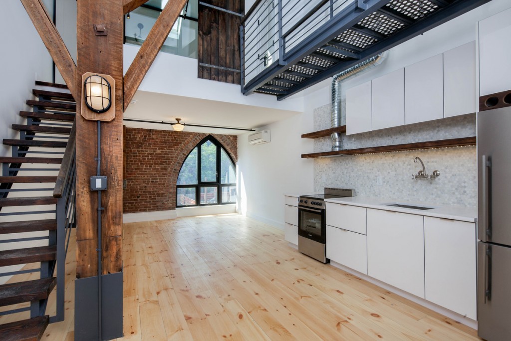 The interiors of the Spire Lofts. Many units feature duplexes like this one. 